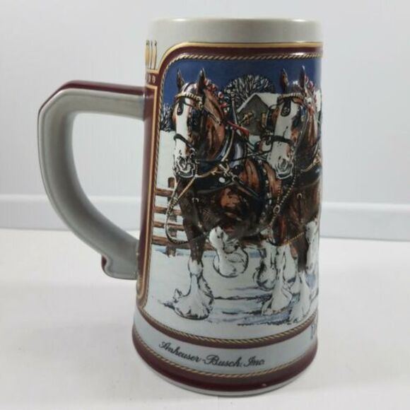 Anheuser Busch Budweiser Stein Beer Mug Bud Clydesdale 1989 Vintage Vtg - Picture 4 of 9